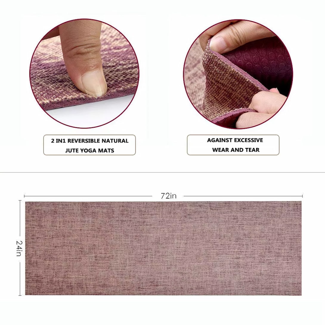 Slip-Proof Sweat-Absorbent Jute and PVC Exercise Mat